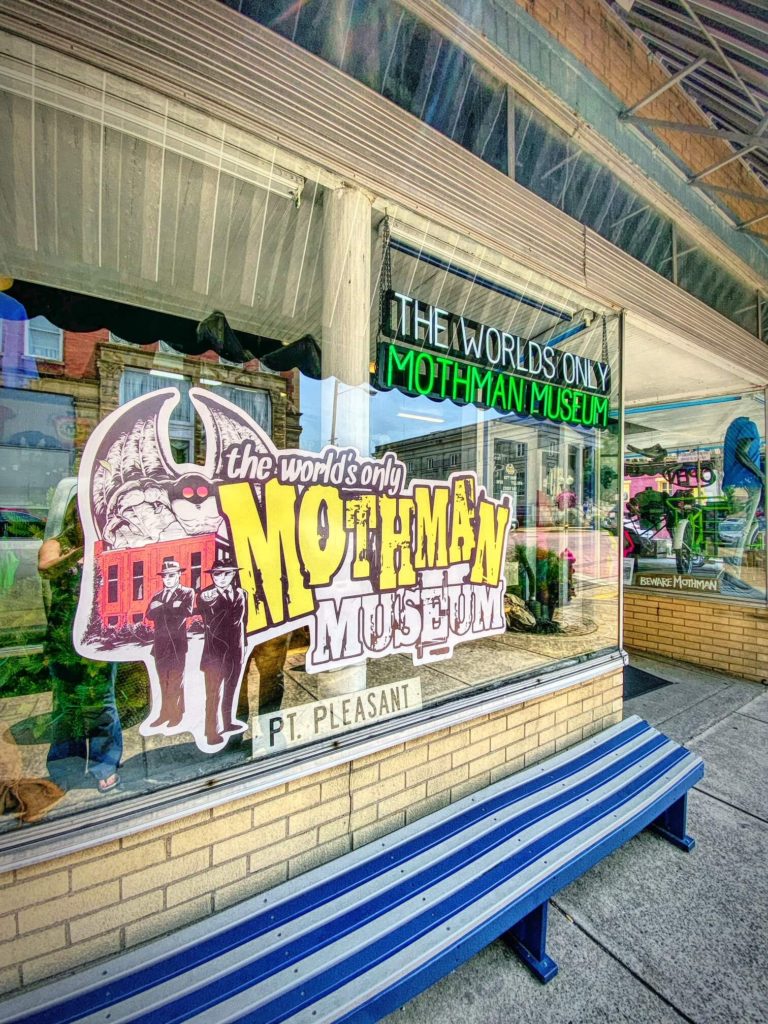 Mothman Museum sign on their window